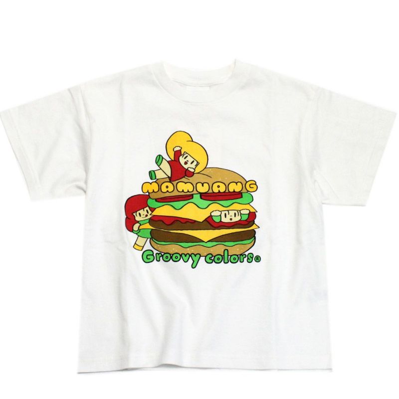 グルーヴィーカラーズ] テンジク マムアン BURGER BIG TEE 1W白｜子供