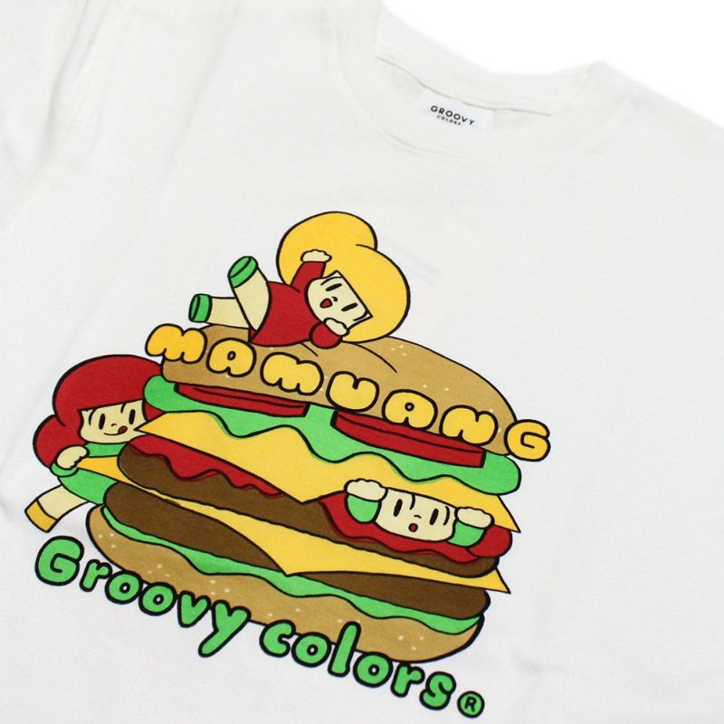 グルーヴィーカラーズ] テンジク マムアン BURGER BIG TEE 1W白｜子供